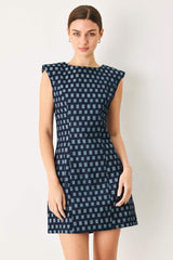 COOL GIRL CHECK JACQUARD DENIM MINI DRESS - Flying Tomato - Flyclothing LLC