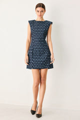 COOL GIRL CHECK JACQUARD DENIM MINI DRESS - Flying Tomato - Flyclothing LLC