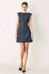 COOL GIRL CHECK JACQUARD DENIM MINI DRESS - Flying Tomato - Flyclothing LLC
