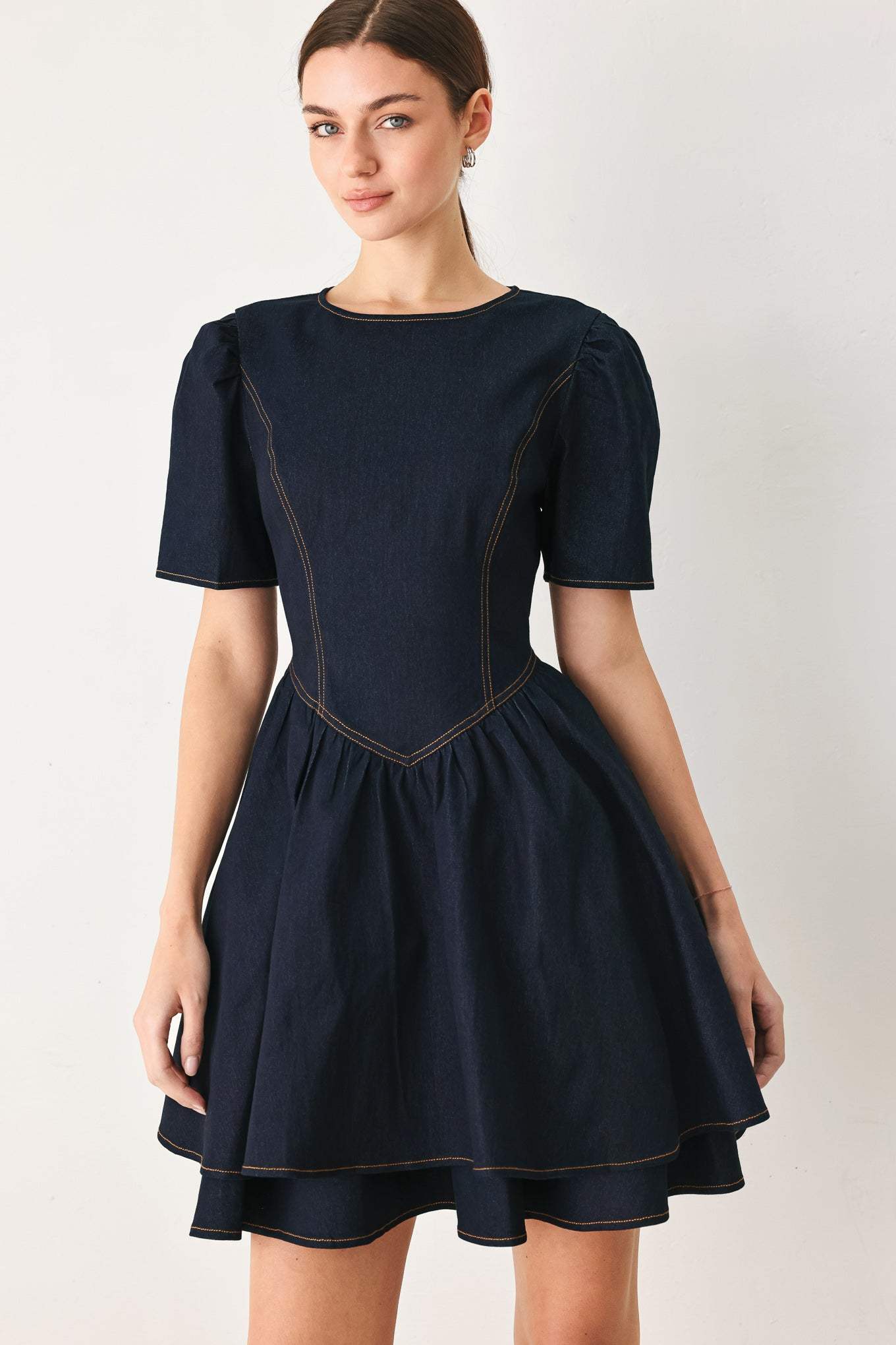 SWEET INDIGO DENIM MINI DRESS