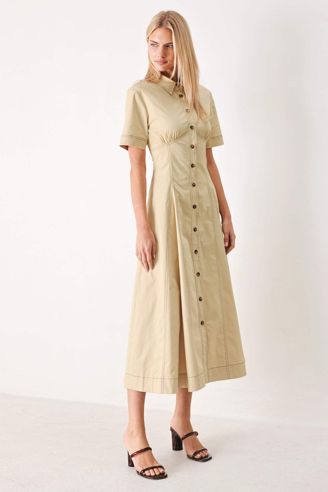 TREND ICON WOVEN MIDI DRESS - Flying Tomato - Flyclothing LLC