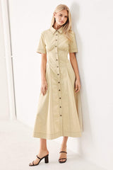 TREND ICON WOVEN MIDI DRESS - Flying Tomato - Flyclothing LLC