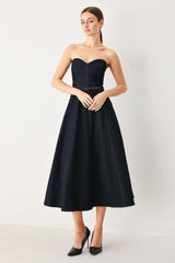 ICONIC INDIGO DENIM MIDI DRESS - Flying Tomato - Flyclothing LLC