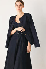 ICONIC INDIGO DENIM MIDI DRESS - Flying Tomato - Flyclothing LLC