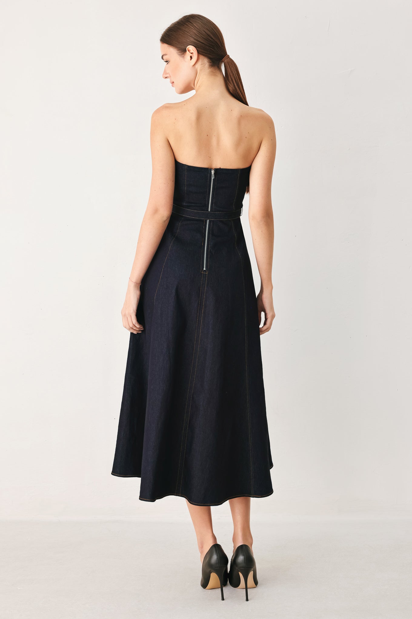 ICONIC INDIGO DENIM MIDI DRESS - Flying Tomato - Flyclothing LLC