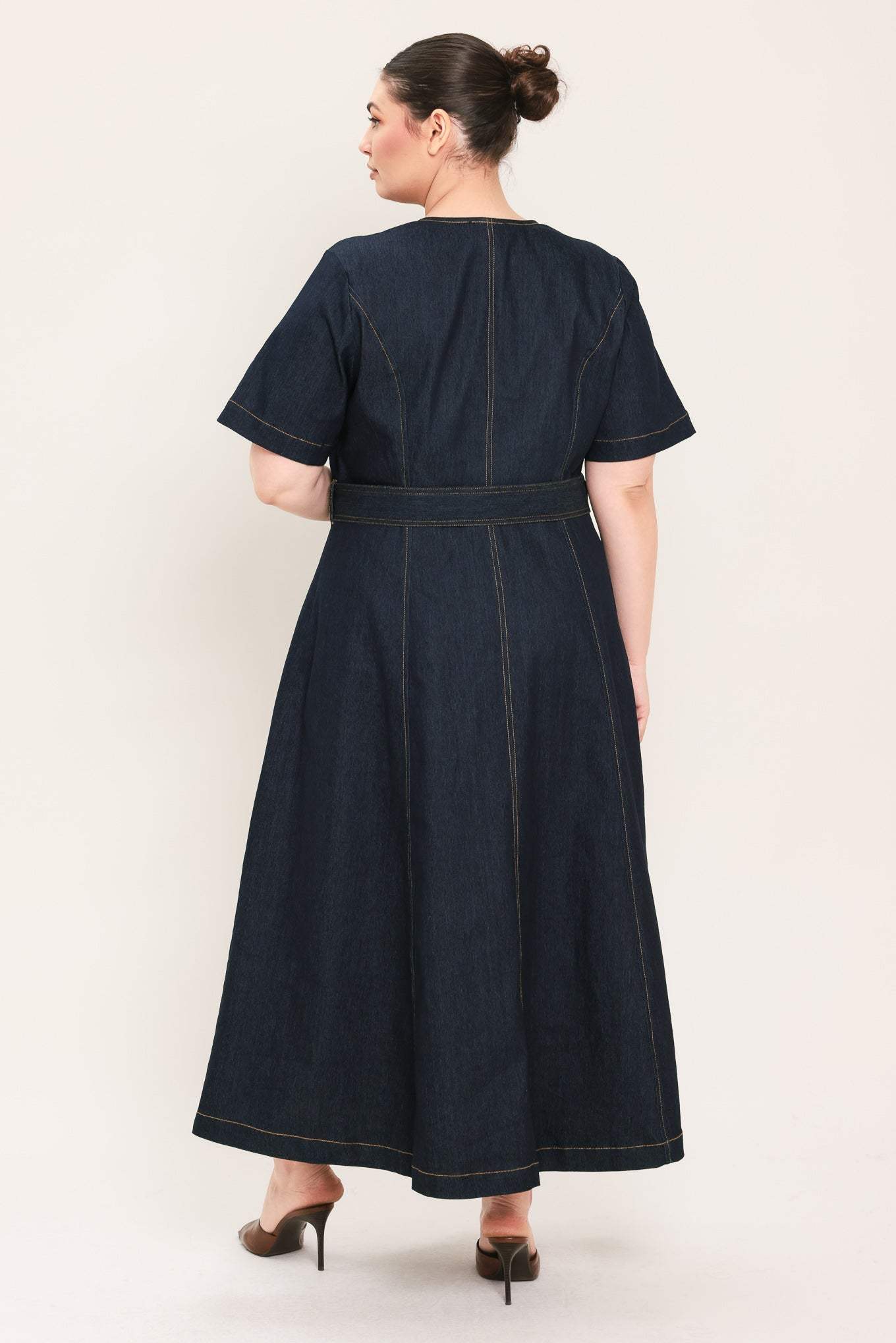 ROMANTIC DENIM WOVEN MIDI DRESS - Flying Tomato - Flyclothing LLC