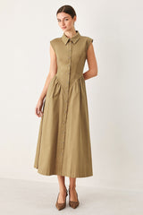 MOCHA MUSE WOVEN MIDI DRESS - Flying Tomato - Flyclothing LLC