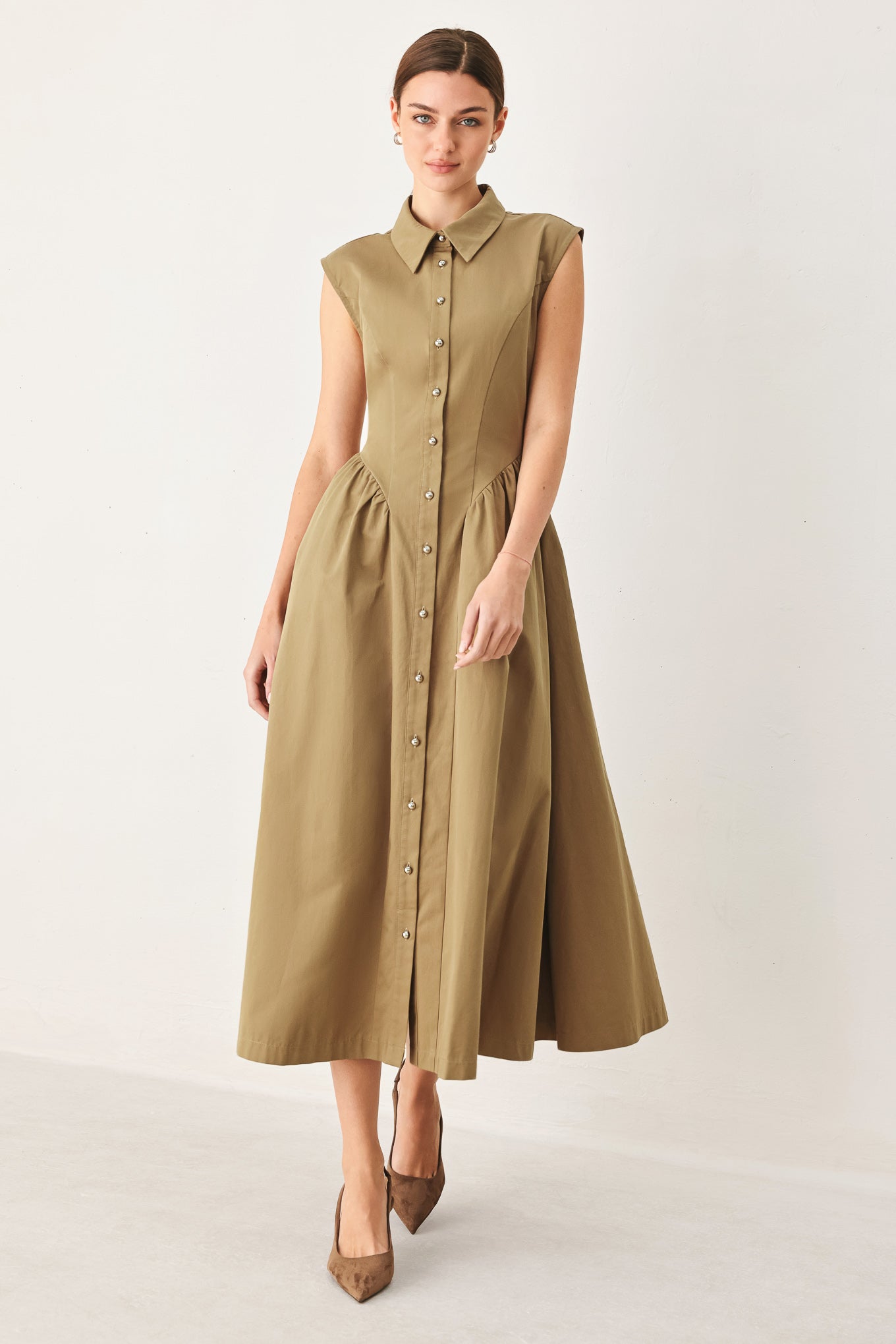 MOCHA MUSE WOVEN MIDI DRESS - Flying Tomato - Flyclothing LLC