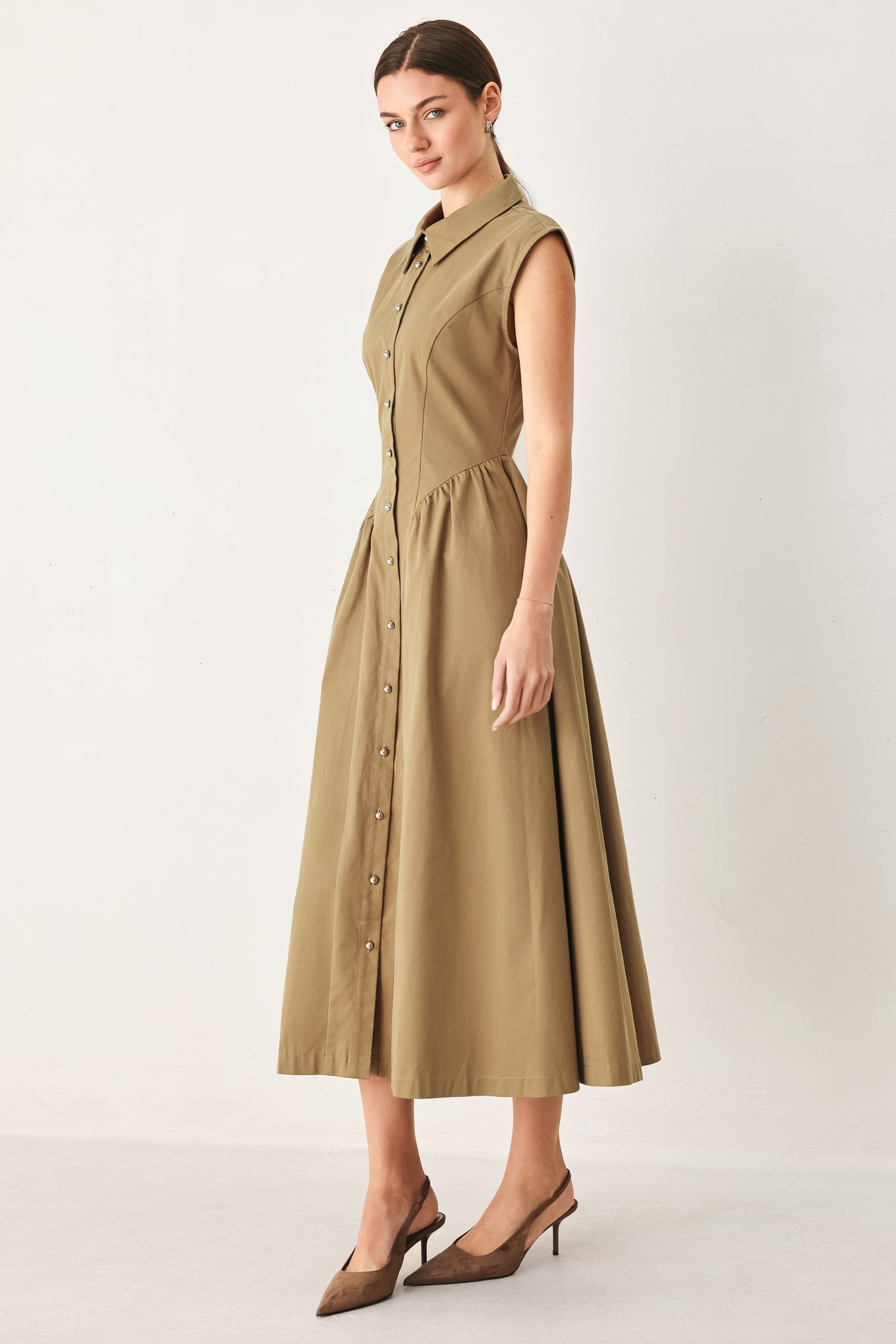 MOCHA MUSE WOVEN MIDI DRESS - Flying Tomato - Flyclothing LLC