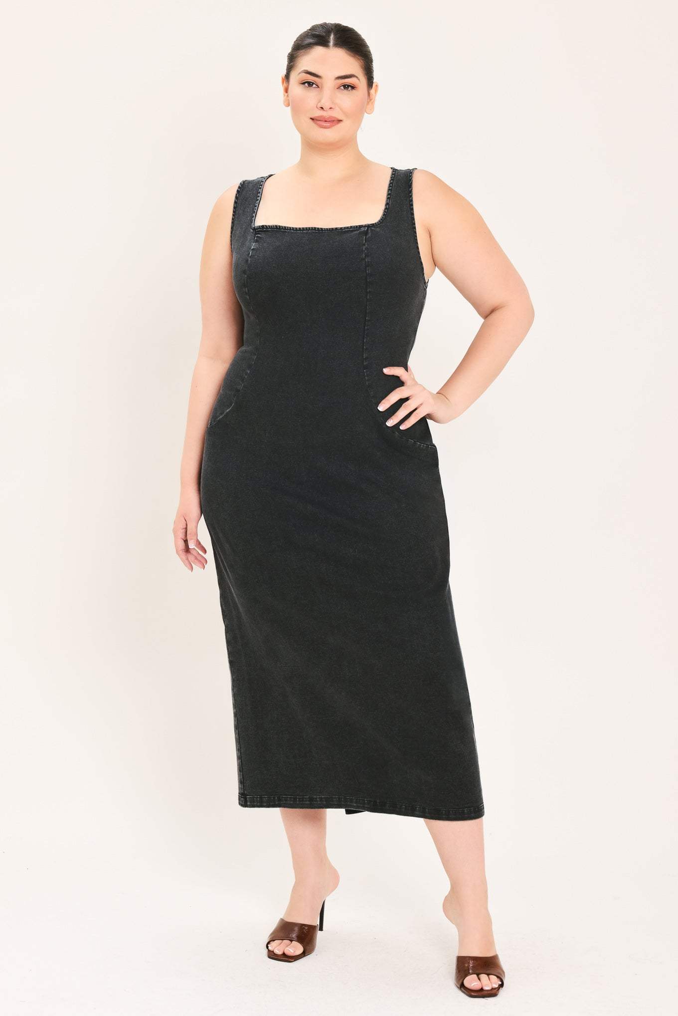 URBAN CHIC DENIM MIDI DRESS - Flying Tomato - Flyclothing LLC