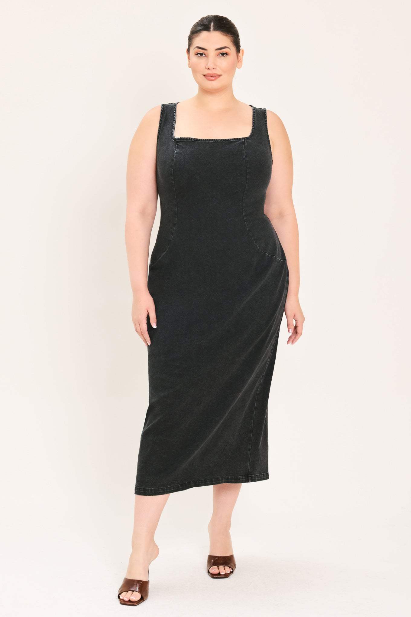 URBAN CHIC DENIM MIDI DRESS - Flying Tomato - Flyclothing LLC