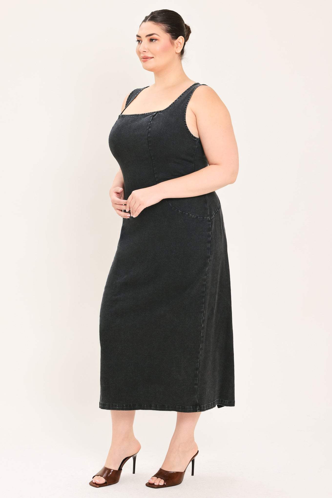 URBAN CHIC DENIM MIDI DRESS - Flying Tomato - Flyclothing LLC