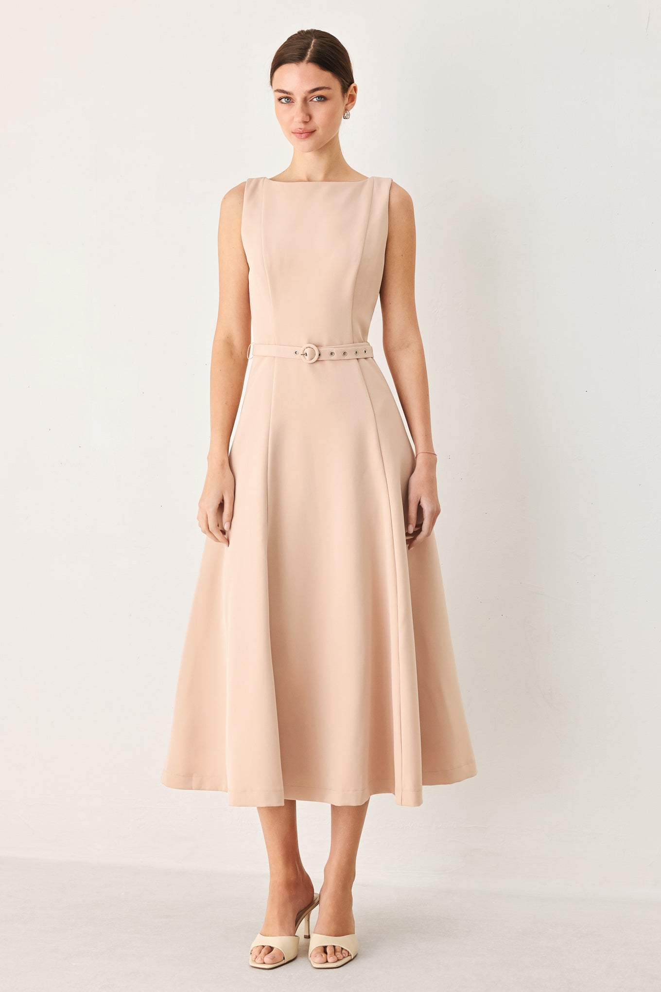 BLUSH HOUR WOVEN MIDI DRESS - Flying Tomato - Flyclothing LLC