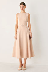 BLUSH HOUR WOVEN MIDI DRESS - Flying Tomato - Flyclothing LLC