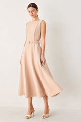 BLUSH HOUR WOVEN MIDI DRESS - Flying Tomato - Flyclothing LLC