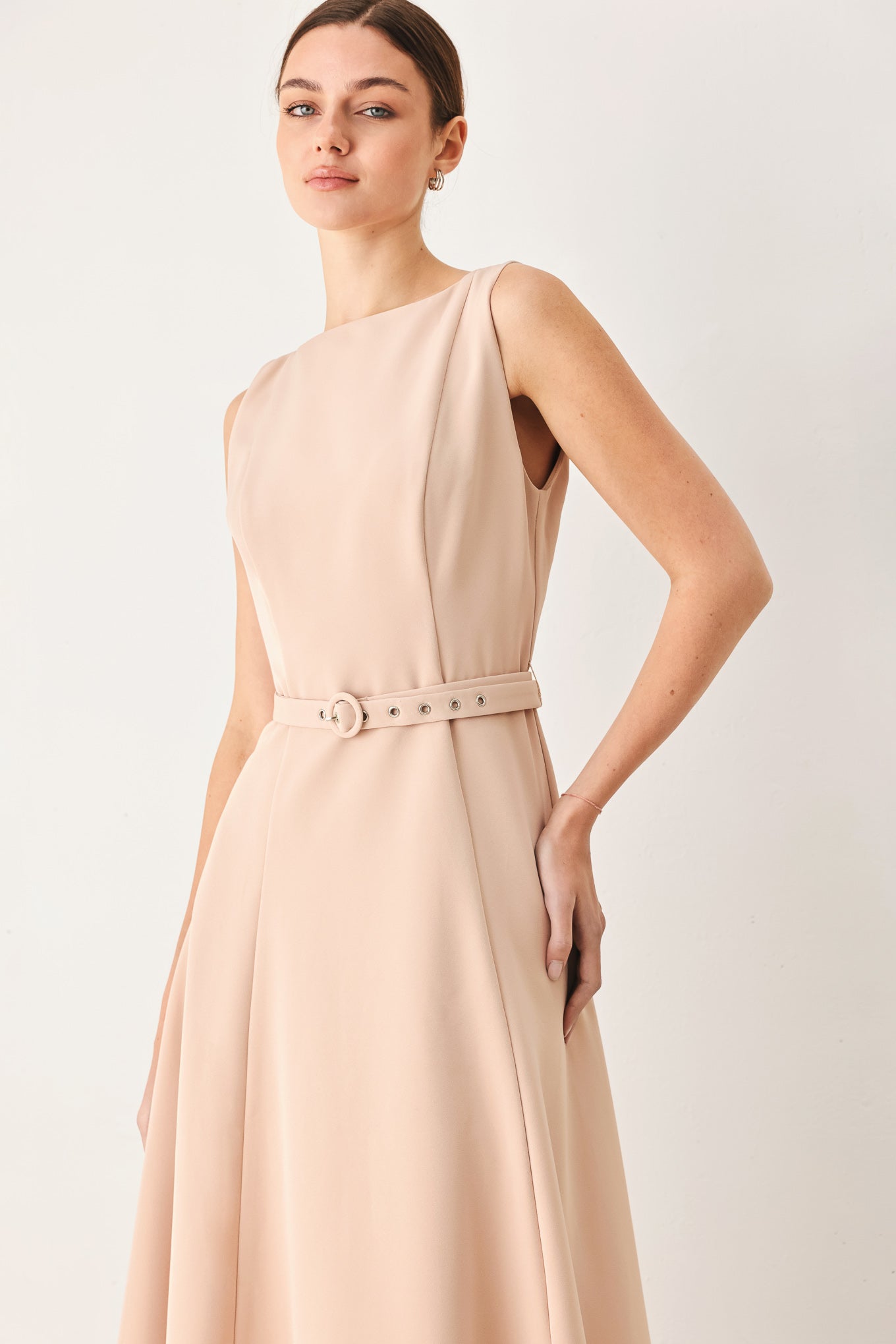 BLUSH HOUR WOVEN MIDI DRESS - Flying Tomato - Flyclothing LLC