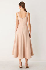BLUSH HOUR WOVEN MIDI DRESS - Flying Tomato - Flyclothing LLC