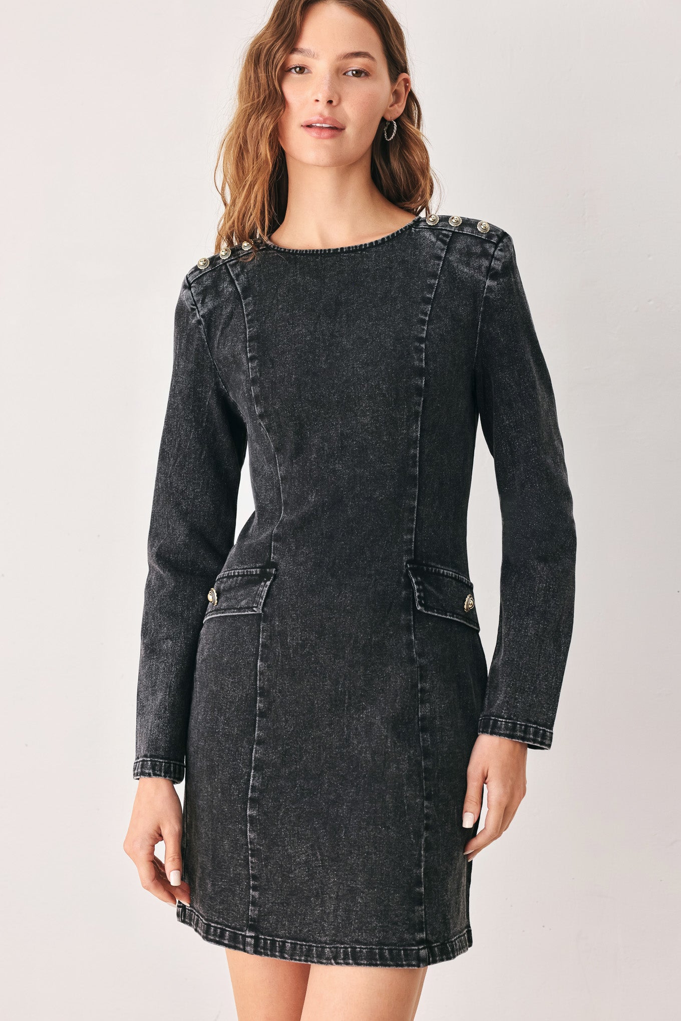 ONYX ACID-WASH DENIM MINI DRESS