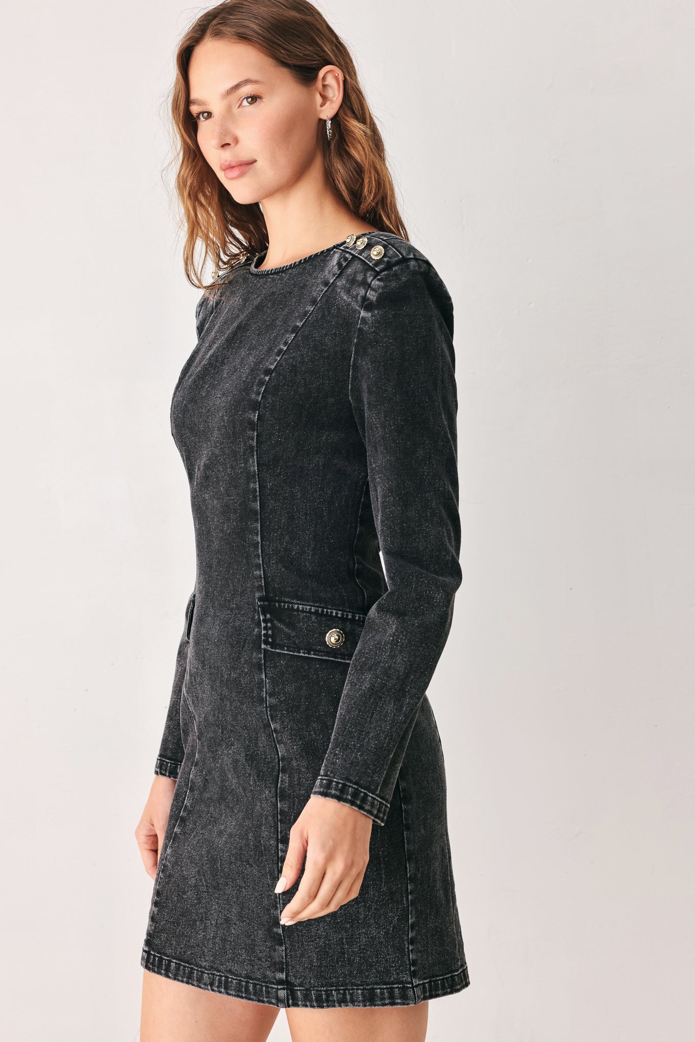 ONYX ACID-WASH DENIM MINI DRESS