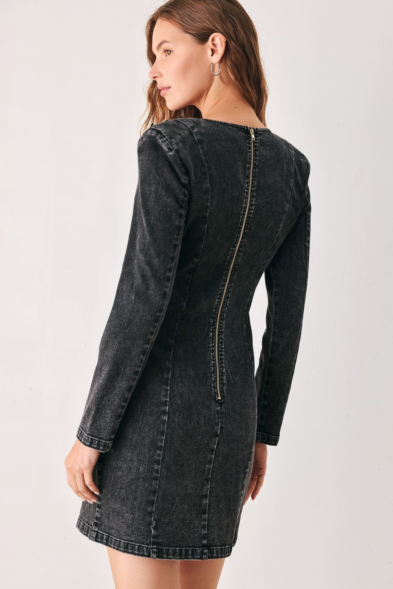 ONYX ACID-WASH DENIM MINI DRESS