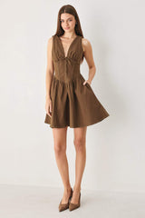 WALNUT ROMANCE WOVEN MINI DRESS