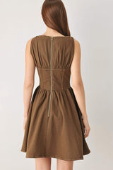 WALNUT ROMANCE WOVEN MINI DRESS