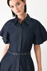 MIDNIGHT IN MANHATTAN DENIM MIDI DRESS