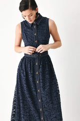 EVENING LACE CHAPTER WOVEN MIDI DRESS - Flying Tomato - Flyclothing LLC