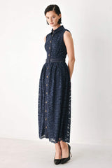 EVENING LACE CHAPTER WOVEN MIDI DRESS - Flying Tomato - Flyclothing LLC