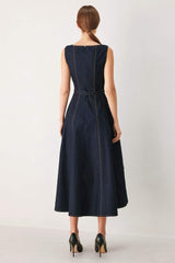 TAILORED STITCH DENIM MIDI DRESS