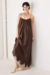 TRUFFLE DREAM WOVEN MIDI SLIP DRESS
