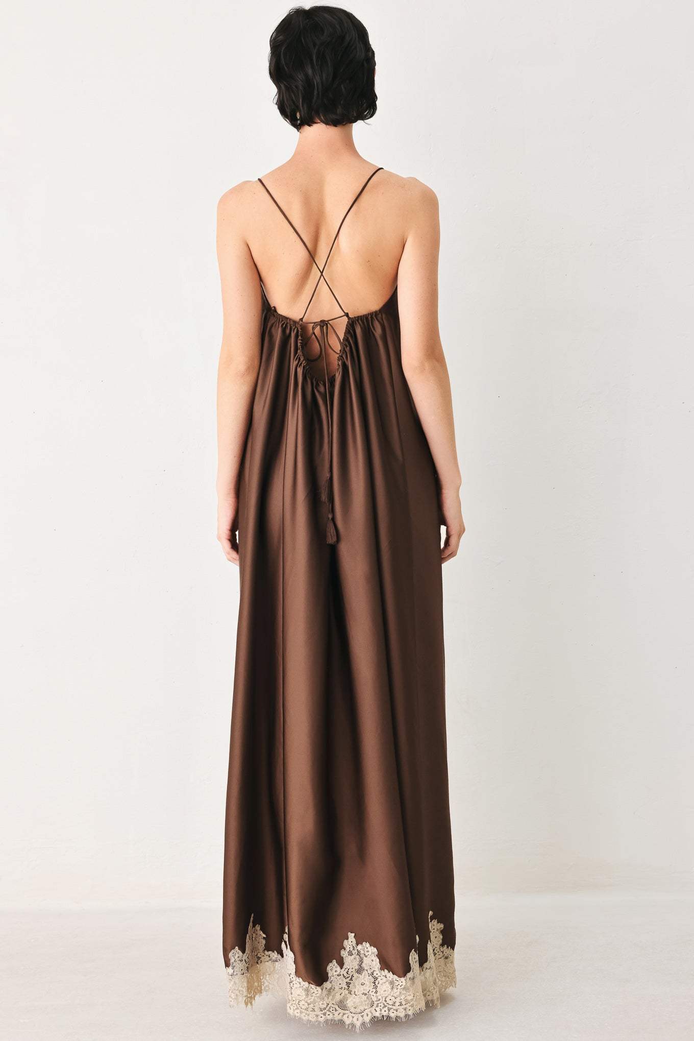 TRUFFLE DREAM WOVEN MIDI SLIP DRESS