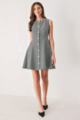MONOCHROME SPARK BLACK/WHITE SEQUIN SKATER MINI DRESS - Flying Tomato - Flyclothing LLC