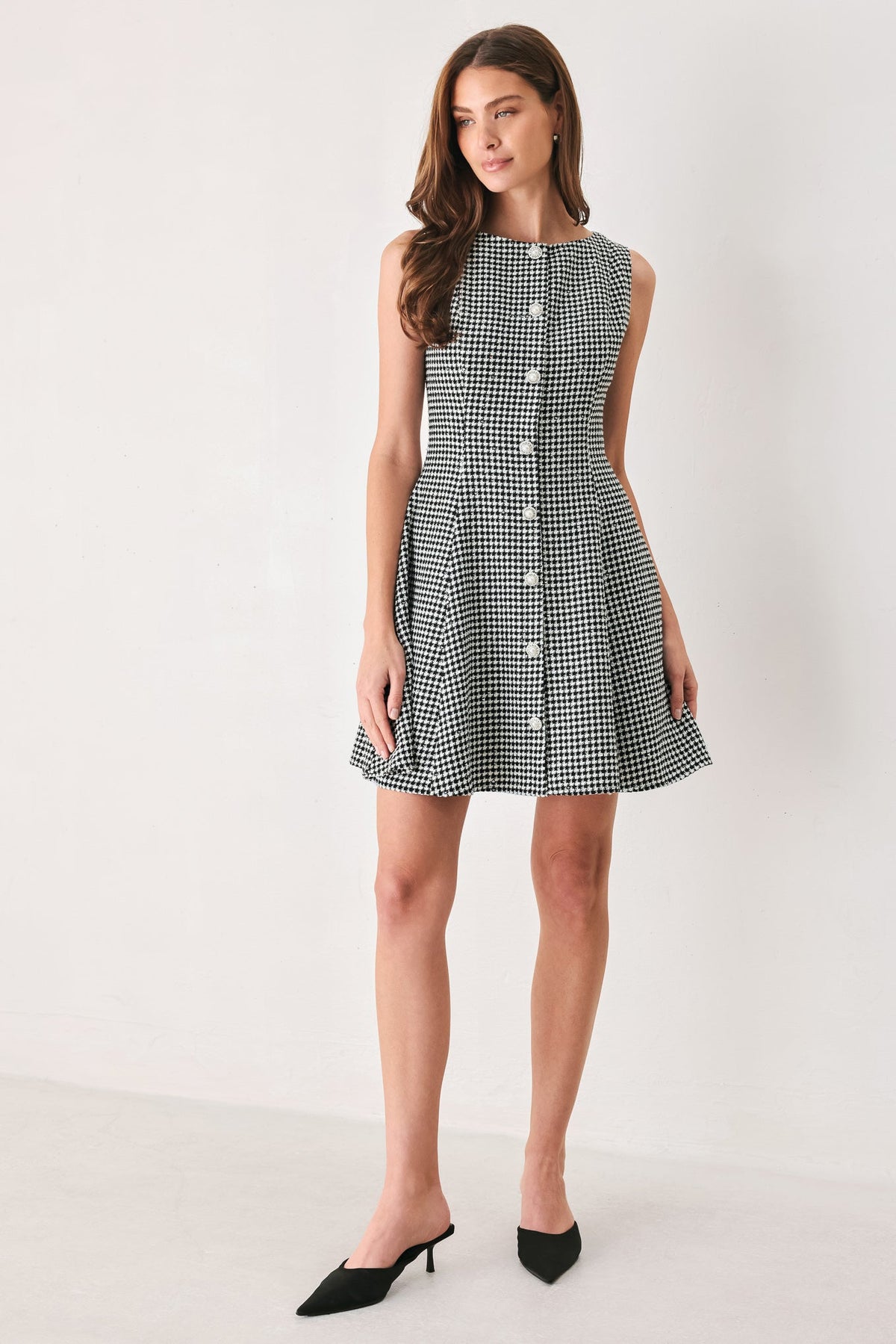 MONOCHROME SPARK BLACK/WHITE SEQUIN SKATER MINI DRESS - Flying Tomato - Flyclothing LLC