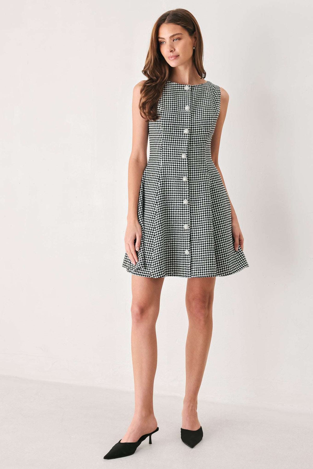 MONOCHROME SPARK BLACK/WHITE SEQUIN SKATER MINI DRESS - Flying Tomato - Flyclothing LLC