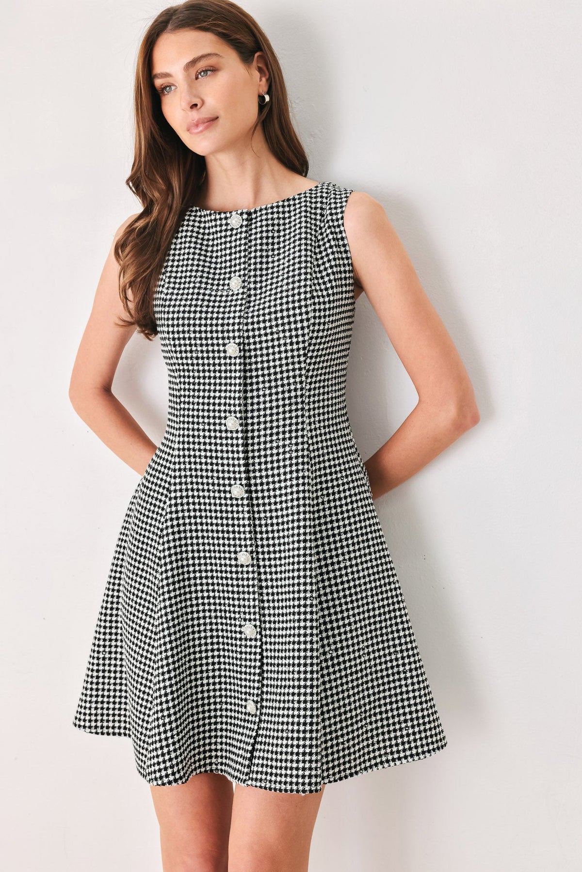 MONOCHROME SPARK BLACK/WHITE SEQUIN SKATER MINI DRESS - Flying Tomato - Flyclothing LLC
