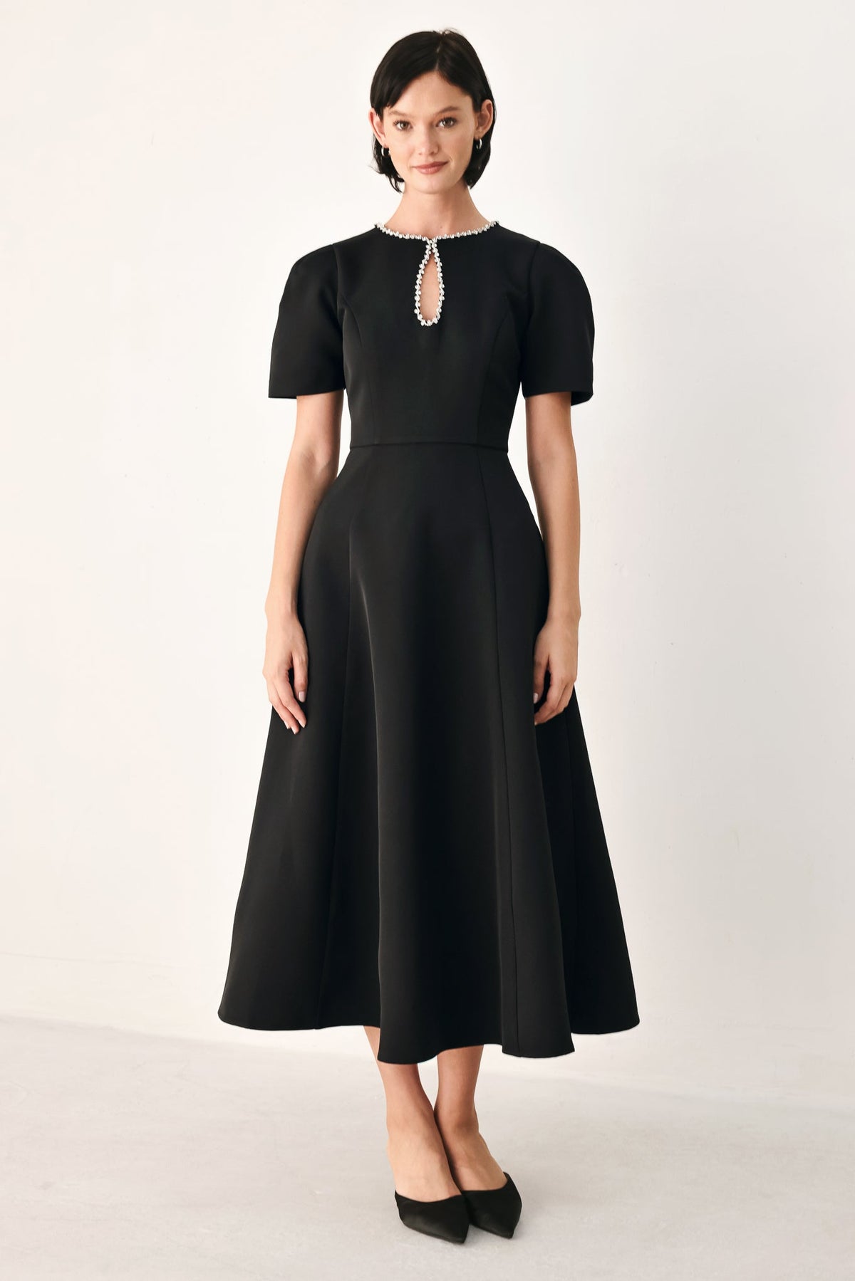 AFTER DARK ELEGANCE JEWELED MIDI DRESS - Flying Tomato - Flyclothing LLC