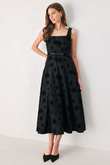 MIDNIGHT DRAMA BLACK STATEMENT MIDI DRESS - Flying Tomato - Flyclothing LLC