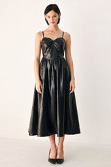 DRESSED TO THRILL FAUX LEATHER MIDI DRESS - Flying Tomato - Flyclothing LLC