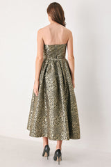 GOLDEN SOIREE GOLD STATEMENT MIDI DRESS - Flying Tomato - Flyclothing LLC
