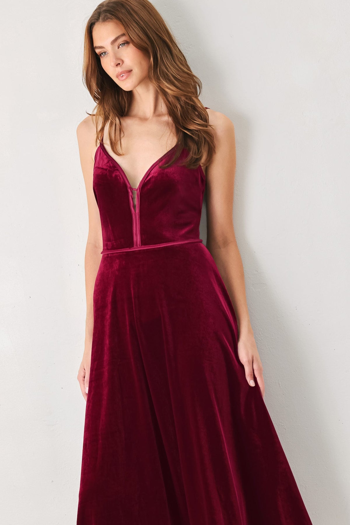 BURGUNDY KISS VELVET SWEETHEART KEYHOLE MIDI DRESS - Flying Tomato - Flyclothing LLC