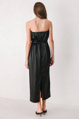NOIR DRAPE BLACK RUCHED TULIP-SKIRT MIDI DRESS - Flying Tomato - Flyclothing LLC