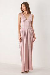 ROSE SCULPT PINK CORSET TULIP-SKIRT MAXI DRESS - Flying Tomato - Flyclothing LLC