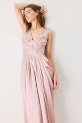 ROSE SCULPT PINK CORSET TULIP-SKIRT MAXI DRESS - Flying Tomato - Flyclothing LLC