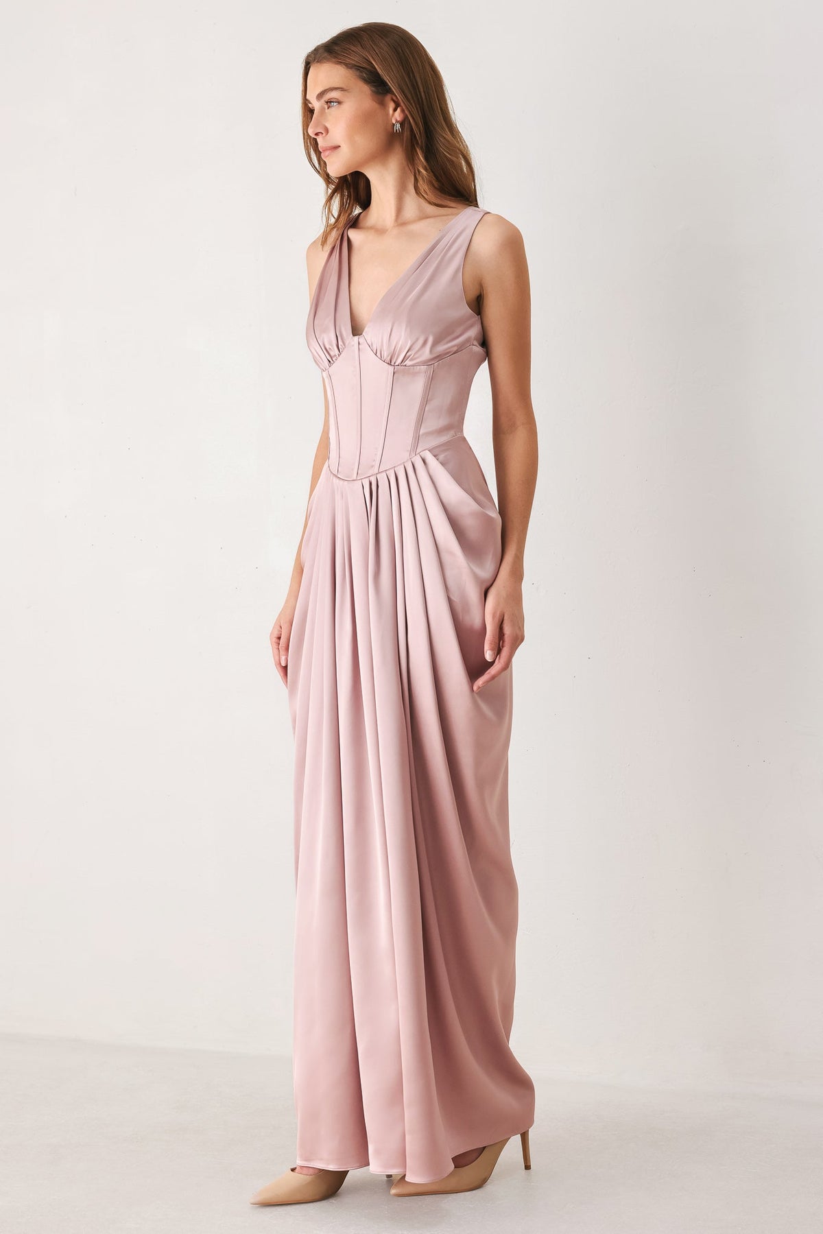 ROSE SCULPT PINK CORSET TULIP-SKIRT MAXI DRESS - Flying Tomato - Flyclothing LLC