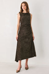 COCOA TWIST BROWN CHENILLE OPEN-BACK MIDI DRESS - Flying Tomato - Flyclothing LLC
