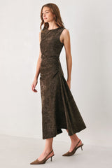 COCOA TWIST BROWN CHENILLE OPEN-BACK MIDI DRESS - Flying Tomato - Flyclothing LLC