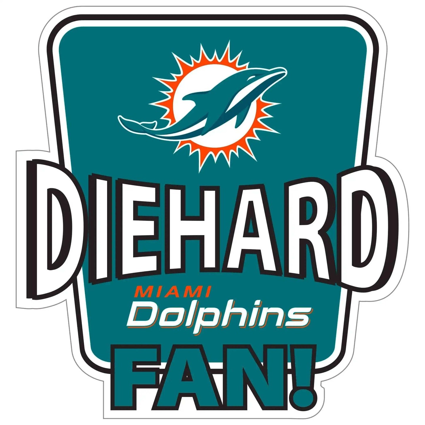 Miami Dolphins Die-Hard Fan Auto Decal - Miami Dolphins - Flyclothing LLC