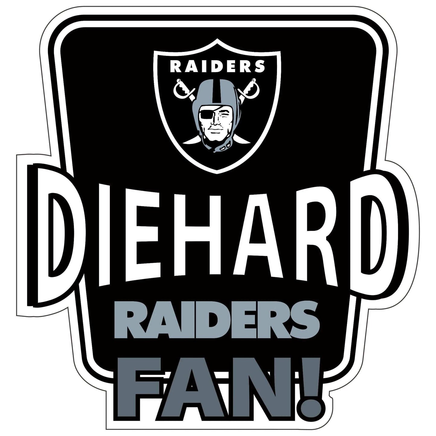 Las Vegas Raiders Die-Hard Fan Auto Decal - Las Vegas Raiders - Flyclothing LLC