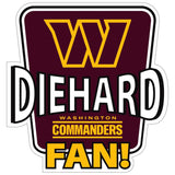 Washington Commanders Die-Hard Fan Auto Decal - Washington Commanders
